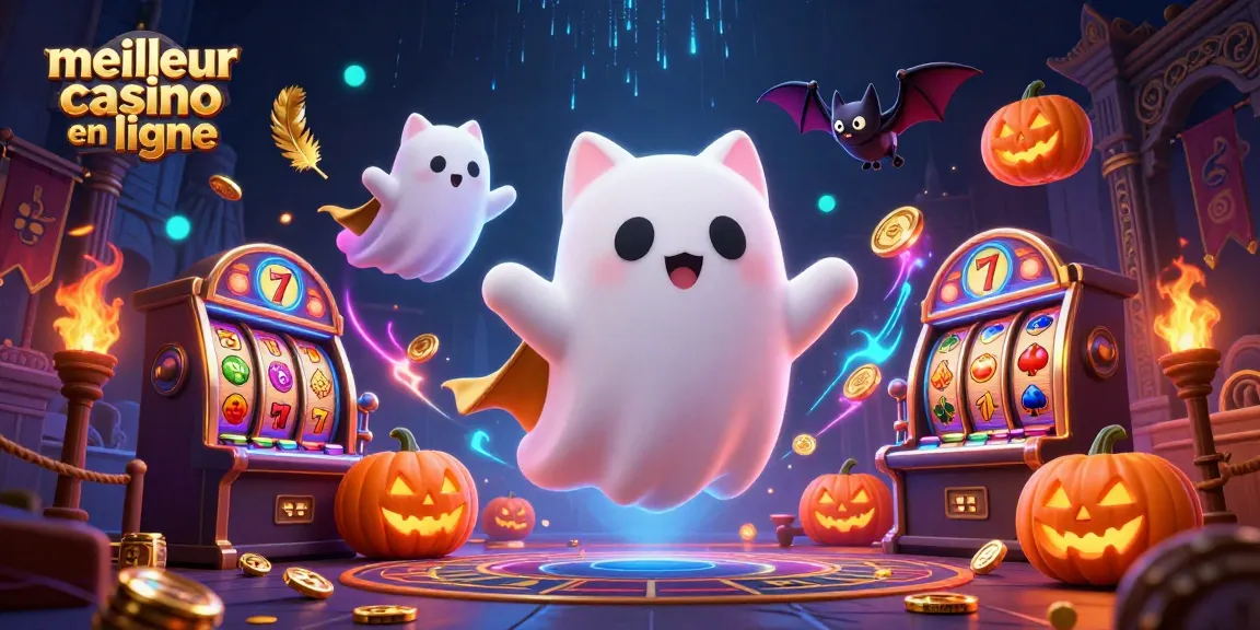 Gagnez avec le meilleur casino en ligne dans une scène animée de casino hanté illustrée