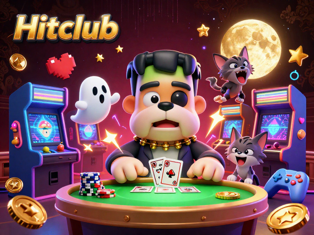 Experience casino thrills at Hitclub with a Frankenstein bulldog dealer and ghostly elements.