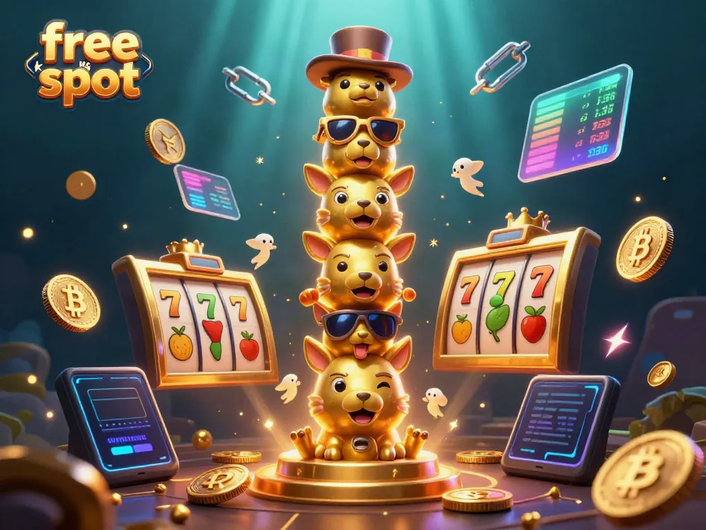Spin slot machines with free kredit slot bonuses in a vibrant casino scene filled with golden sparkle.