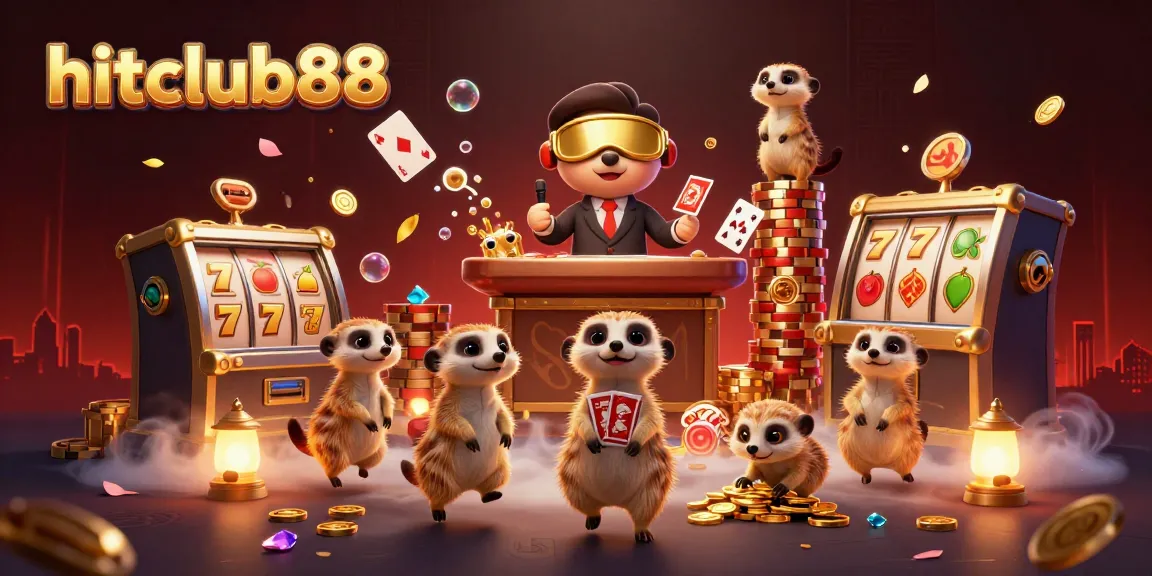 Experience thrilling gaming fun at hitclub88 with lively meerkats in a 3D casino scene.