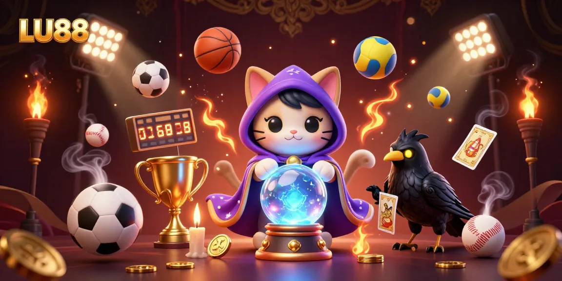 LU88 engages players with thrilling animated sports betting elements and fortune-telling visuals.