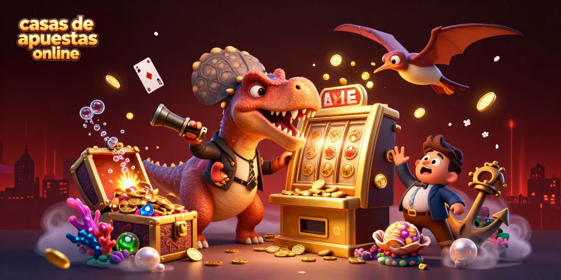 Las casas de apuestas en línea presentan un divertido escenario con un pachycephalosaurus y monedas de oro volando.