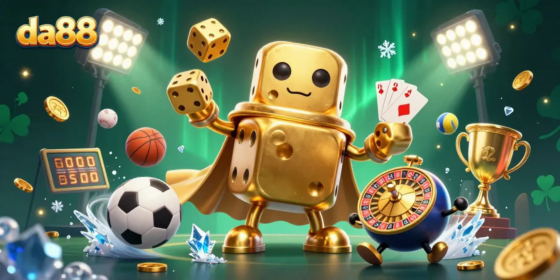 Join da88 for immersive sports betting excitement with engaging elements and golden trophies.