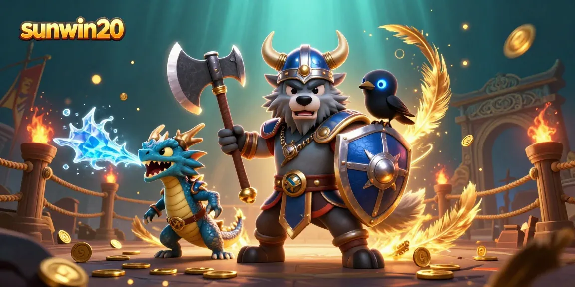Engage in thrilling gameplay with sunwin20 featuring a Viking warrior and a fierce dragon.