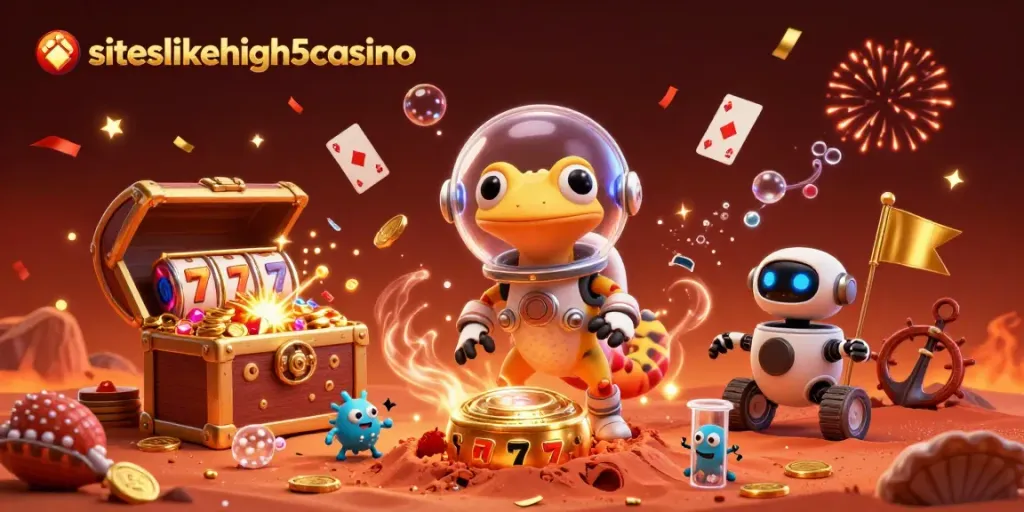 Join the fun in siteslikehigh5casino as a Martian gecko discovers gold coins and slot reels