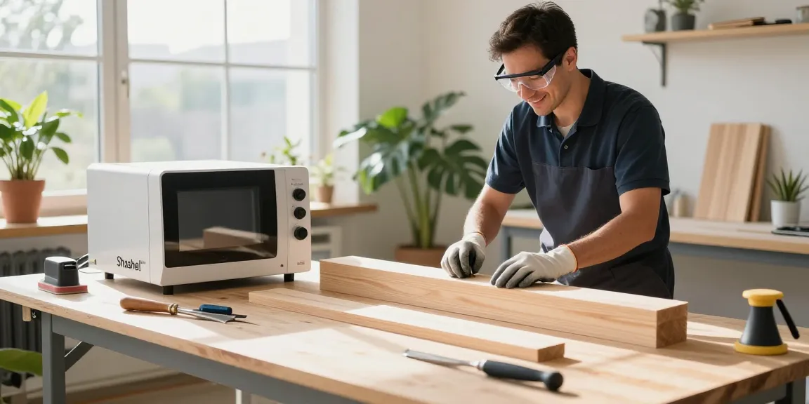 SHASHEL® technician using microwave technology for chemical-free wood treatment.