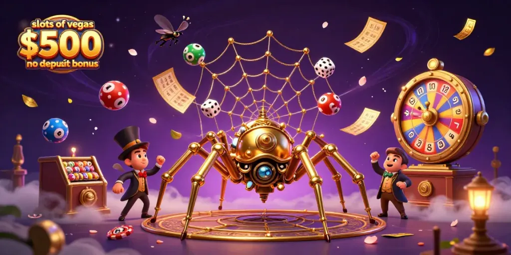 Engage with slots of vegas $500 no deposit bonus while enjoying colorful casino elements in an exciting 3D scene.