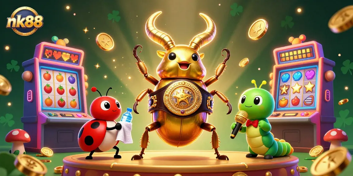 Engage with nk88 in this vibrant casino-themed scene featuring unique characters and dynamic gaming elements.