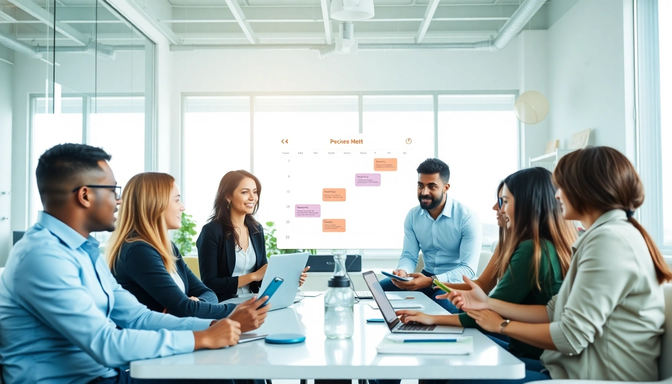 Efficient use of a never miss a meeting scheduling tool in a vibrant office space with a diverse team.