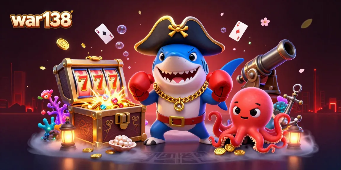 Engage in thrilling slots at war138 with cartoon characters celebrating wins amidst gold coins.