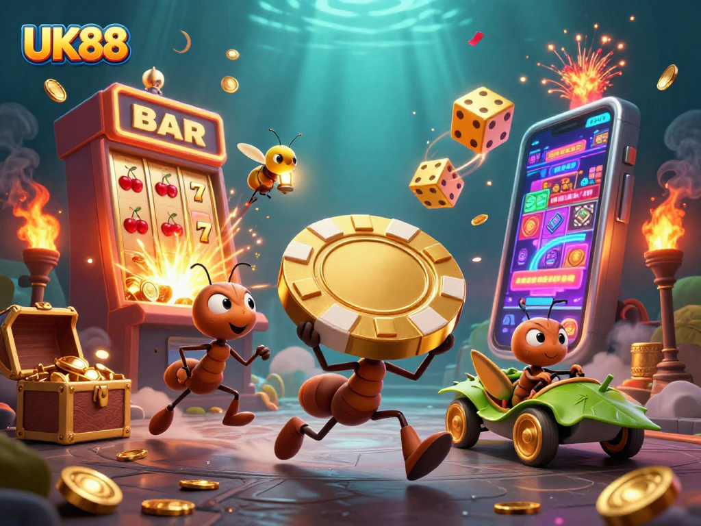 Experience thrilling heists with UK88's 3D ants, poker chips, and massive jackpots!