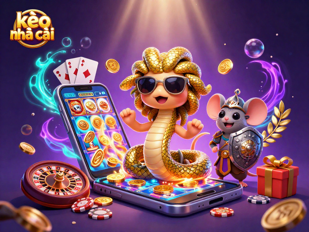 Engage with the kèo nhà cái scene featuring a friendly Medusa and lively casino elements together.