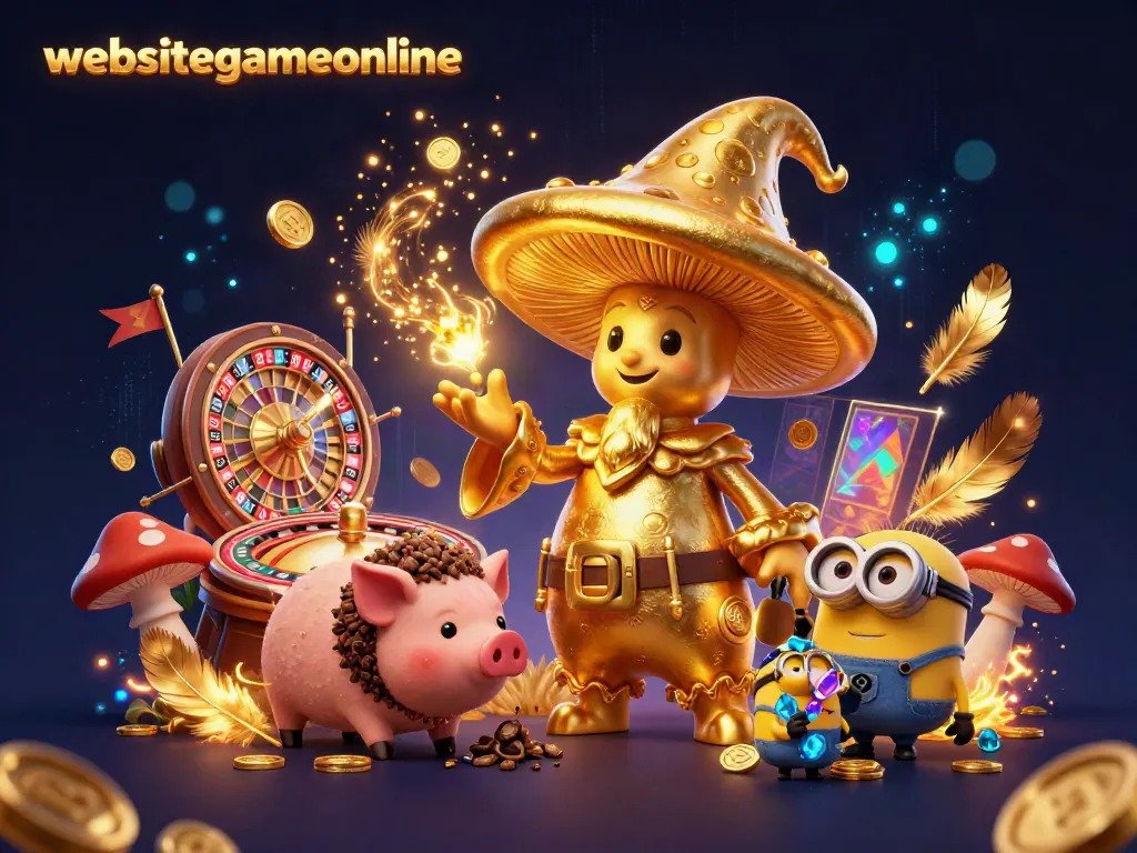 Experience thrilling gameplay at websitegameonline with a wizard turning slots to gold in this vibrant illustration.