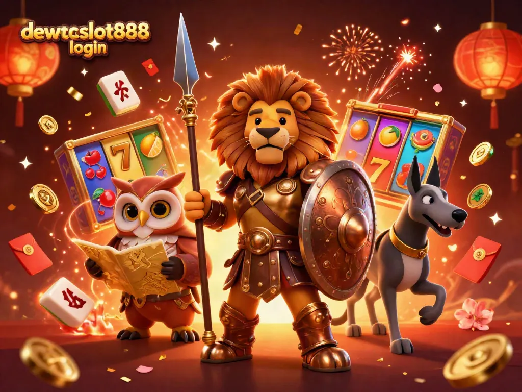Visualisasi dewataslot888 login dengan karakter dan simbol perjudian yang menarik.