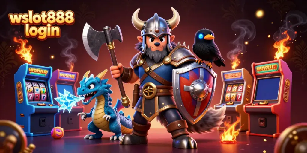 Gambarkan pengalaman wslot888 login yang mendebarkan dengan elemen perjudian dan karakter heroik.