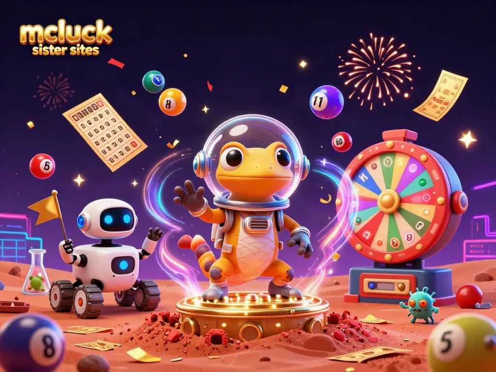 Engage with mcluck sister sites in this vibrant 3D illustration of casino excitement.