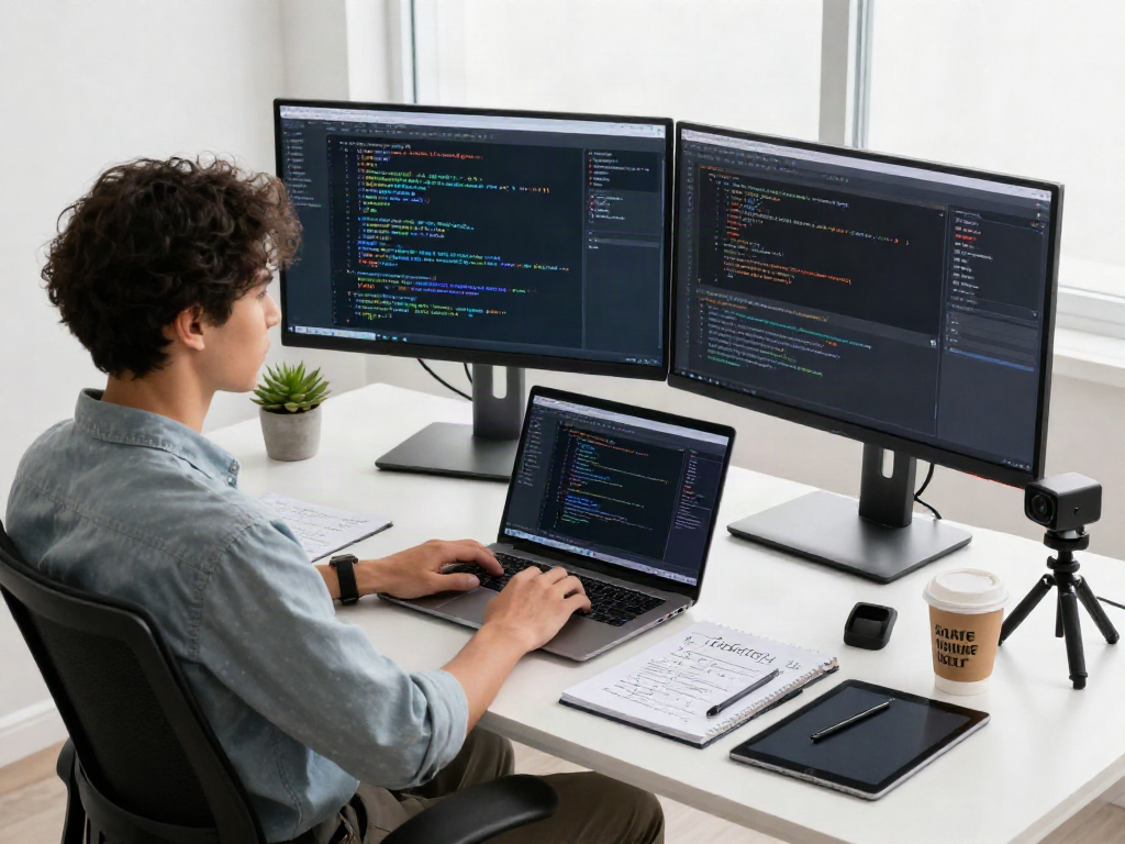 AI Detector software in action at a modern workspace, analyzing text samples.