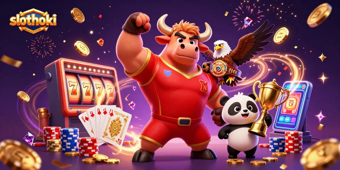 slothoki menampilkan simbol keberuntungan di slot online dengan karakter konyol dan elemen kasino