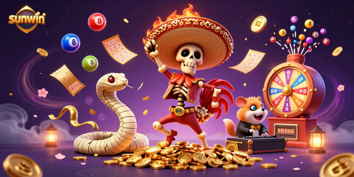 Experience the vibrant excitement of sunwin with a festive 3D casino scene full of activity and winning moments.