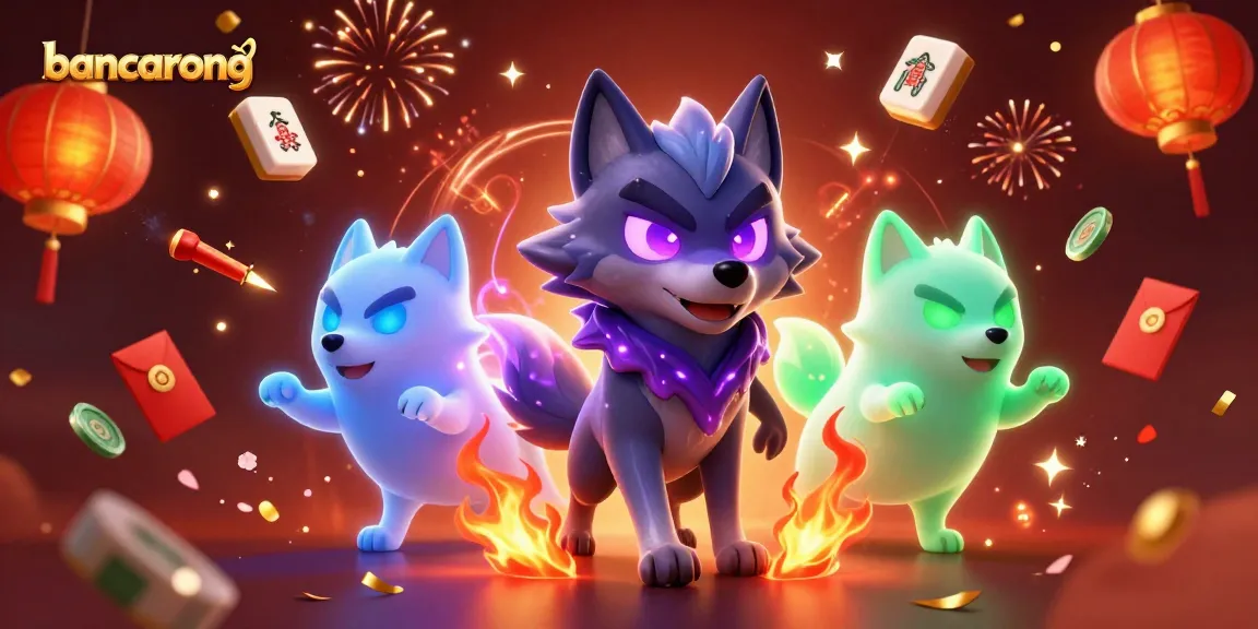 Bancarong players engage in a vibrant 3D casino scene featuring mystical wolf characters and traditional gaming elements.