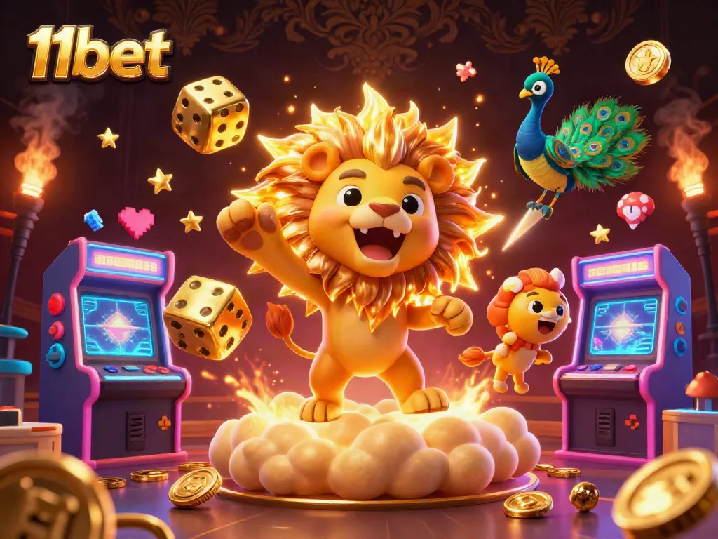 Join in the thrilling action at 11bet casino with vibrant gaming elements and a striking 3D illustration.